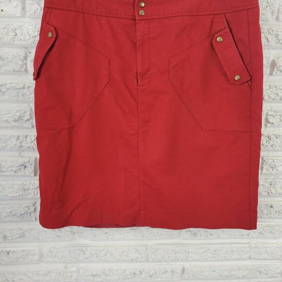 Worthington Womens Skirt 18 Plus Pencil Straight Rust Red Slash Pockets RED25E - Picture 4 of 11
